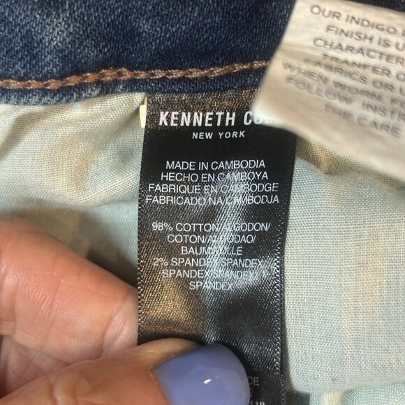 Kenneth Cole Blue Denim Raw Edge Button Fly Cropped Jeans Size 8 - Picture 6 of 7